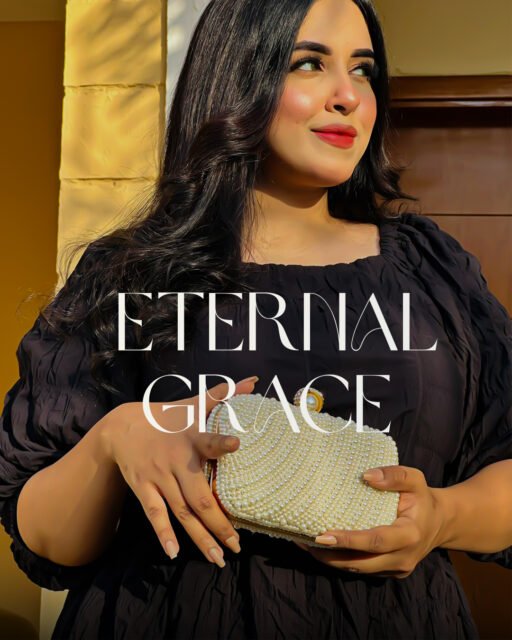 The beauty that whispers, not shouts. 🌙 Eternal Grace, where elegance meets quiet allure. Featuring our signature clutch, crafted for the woman who defines timeless sophistication. #QuietAllure #EternalGrace #NoorENazar