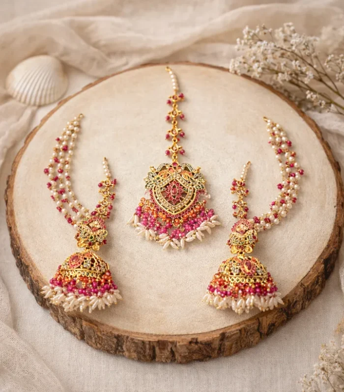 Ruby Pearl Jhumka Set
