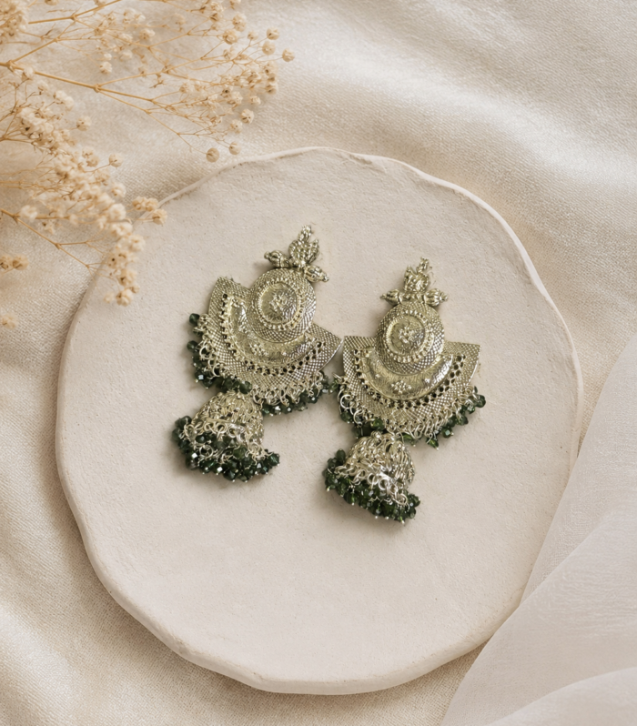 Oxidized Emerald Jhumka