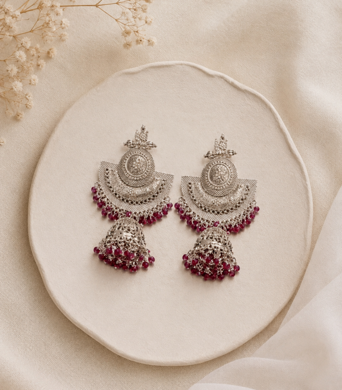Oxidized Ruby Jhumka