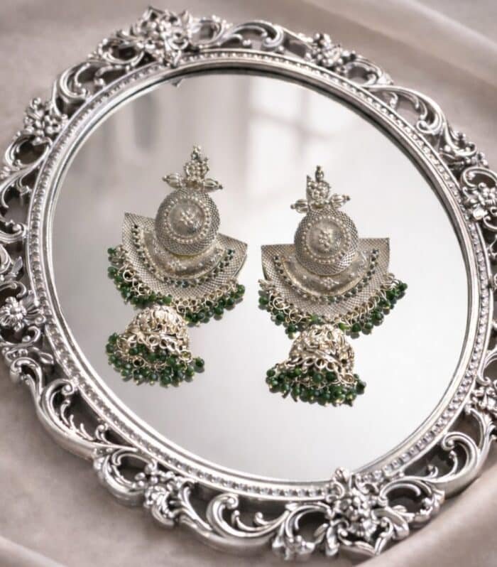 Oxidized Emerald Jhumka