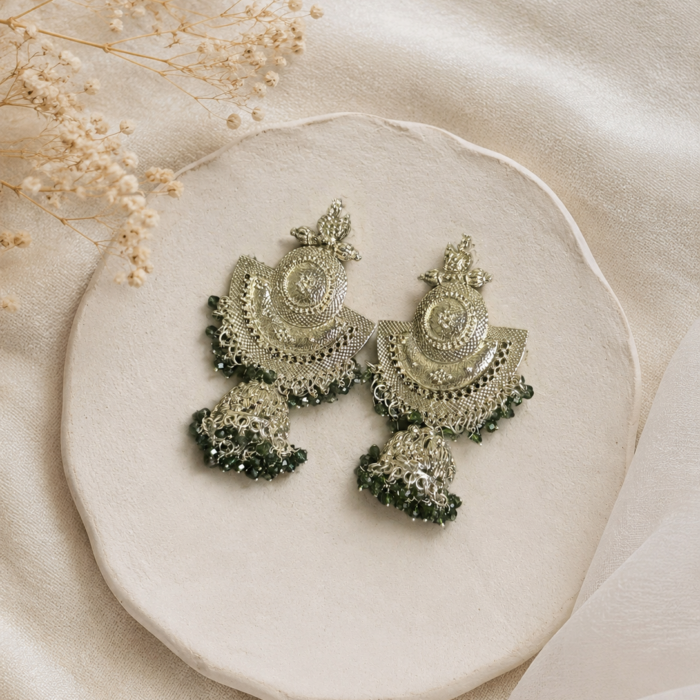Oxidized Emerald Jhumka