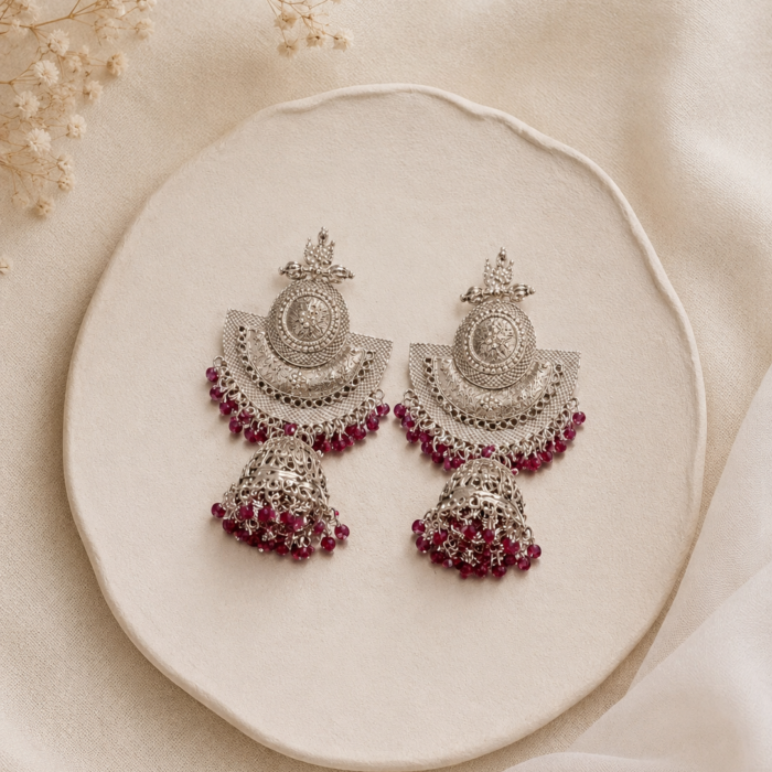 Oxidized Ruby Jhumka